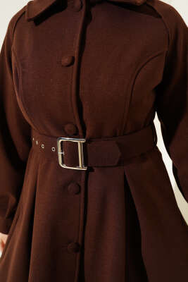 Kemerli Kısa Kaşe Kaban Acı Kahve - Kaban