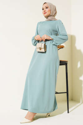 Kendinden Kuşaklı Elbise Mint - UKBE