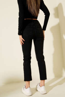 Kesik Paça Skinny Kot Pantolon Füme - Kadın Giyim Modelleri