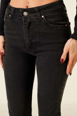 Kesik Paça Skinny Kot Pantolon Füme - Kadın Giyim Modelleri