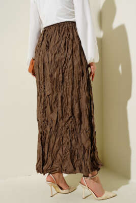 Kırışık Pileli Etek Taba - Yılın Fırsatı 