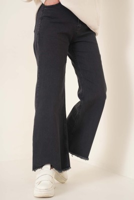 Kısa Püsküllü Kot Pantolon Füme