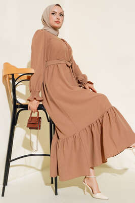 Kol Bileği Gipeli Kat Elbise Latte 