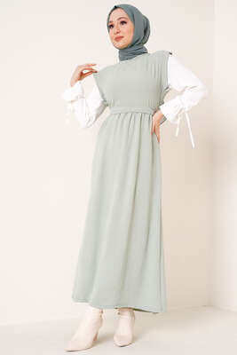 Kolları Garnili Elbise Mint