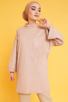 Kolu Katlı Basic Tunik Camel