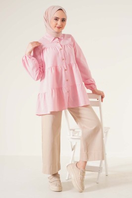 Kolu Lastikli Kat Kat Pudra Tunik - Tunik