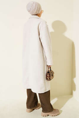 Kruvaze Yaka Düğme Detaylı Kaşe Kaban Taş - Kaban