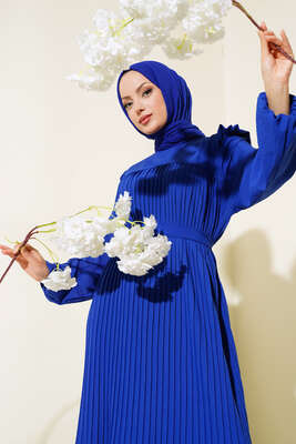 Kuşaklı Piliseli Prenses Elbise Saks 