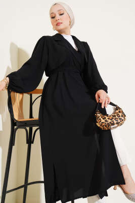 Kuşaklı Yazlık Kap Siyah