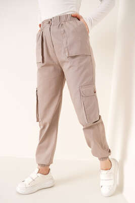 Lastikli Kargo Pantolon Vizon