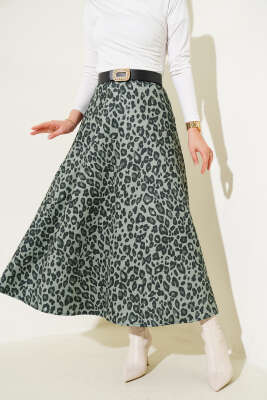 Leopar Desen Scuba Etek Çağla Yeşili