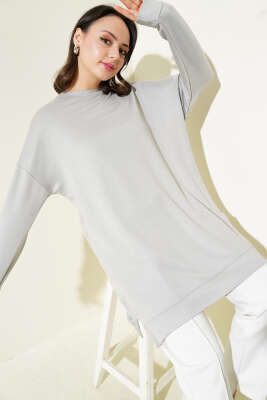 Loyşa Armalı Basic Tunik Gri 