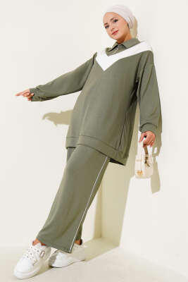 Loyşa Fermuarlı V Şeritli İkili Takım Çağla Yeşili 