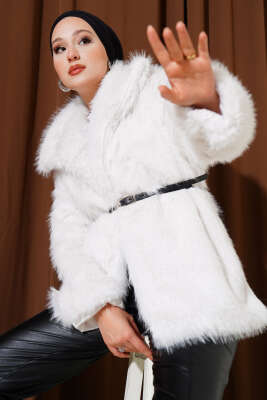 Madonna Yaka Kemerli Kürk Mont Taş - MUSTİ