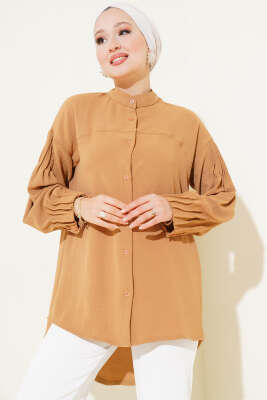 Manşet Büzgülü Tunik Camel 