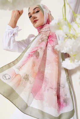 Meri Desenli Soft Şal Çağla Yeşili