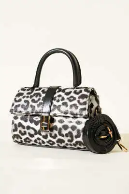 Mıknatıslı El Çantası Leopar Siyah 