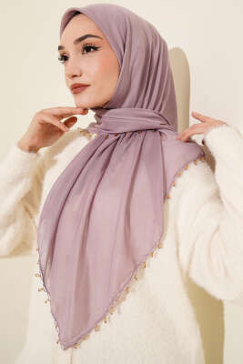 Mini Boncuk Detaylı Eşarp Lila 