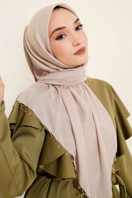 Mini Boncuk Detaylı Eşarp Taş - Başörtüsü