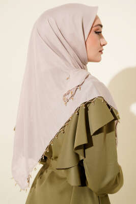 Mini Boncuk Detaylı Eşarp Taş - Başörtüsü