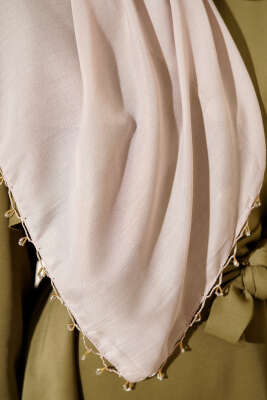 Mini Boncuk Detaylı Eşarp Taş - Başörtüsü