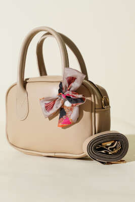 Mini Fularlı Kol Çantası Bej - GÜZEL ÇANTA