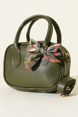 Mini Fularlı Kol Çantası Haki - GÜZEL ÇANTA