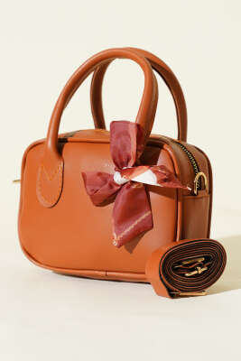 Mini Fularlı Kol Çantası Taba - GÜZEL ÇANTA