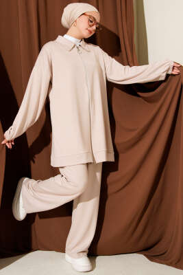 Mini Serpme Taşlı İkili Takım Bej 