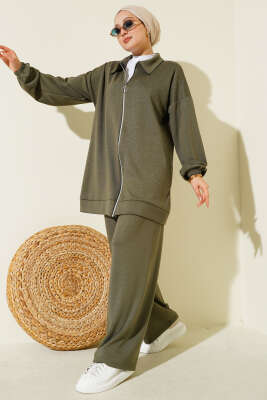 Mini Serpme Taşlı İkili Takım Haki 