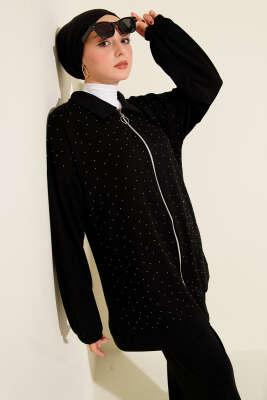 Mini Serpme Taşlı İkili Takım Siyah