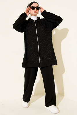 Mini Serpme Taşlı İkili Takım Siyah - İkili Takım