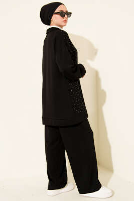 Mini Serpme Taşlı İkili Takım Siyah - İkili Takım