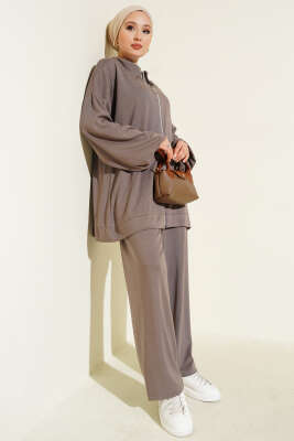 Mini Serpme Taşlı İkili Takım Vizon 