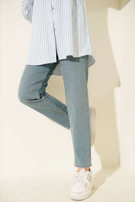 Mini Taşlı Kot Pantolon Açık Tint - HEPYEK