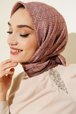 MK Desen Soft Eşarp Açık Kahve 