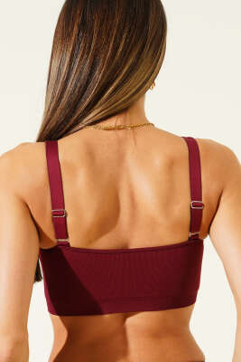 NBB Geniş Yaka Fitilli Sütyen Bordo - Toparlayıcı Sütyen / Minimizer Sütyen