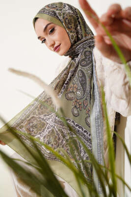 Nostaljik Motif Soft Şal Yeşil