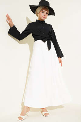 Önden Bağlamalı Kısa Gömlek Siyah - Gömlek