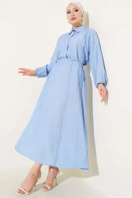 Önü Dikiş Detaylı Etekli İkili Takım Mavi - İkili Takım