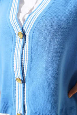 Önü Düğmeli Triko Yelek İndigo - Triko