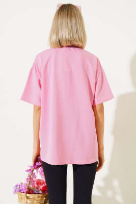 Oversize Basic T-shirt Pembe - Kadın Giyim Modelleri