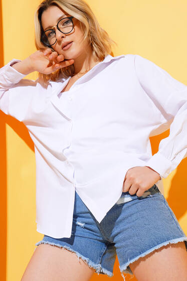 Oversize Kalıp Basic Gömlek Beyaz - Yılın Fırsatı
