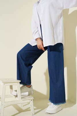 Paça Püsküllü Bol Kot Pantolon