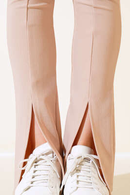 Paçası Yırtmaçlı Tayt Pantolon Camel - Yılın Fırsatı