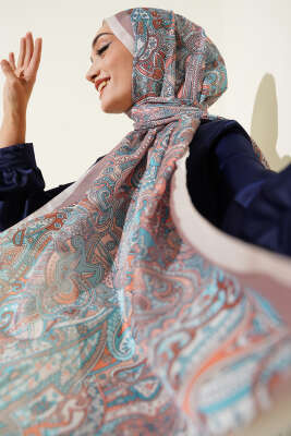 Paisley Motifli Şal Bej - Başörtüsü