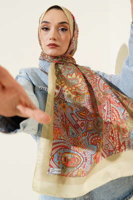 Paisley Motifli Şal Kına Yeşili