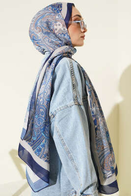 Paisley Motifli Şal Saks - Başörtüsü