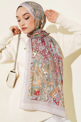 Paisley Motifli Şal Vizon - Başörtüsü