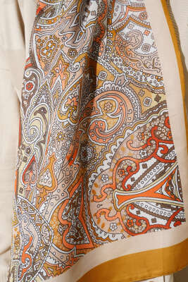 Paisley Motifli Şal Yağ Yeşili - Başörtüsü